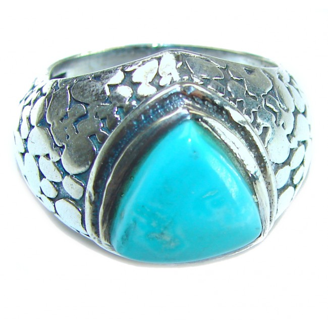 Genuine Blue Turquoise .925 Sterling Silver ring; s. 10 1/2