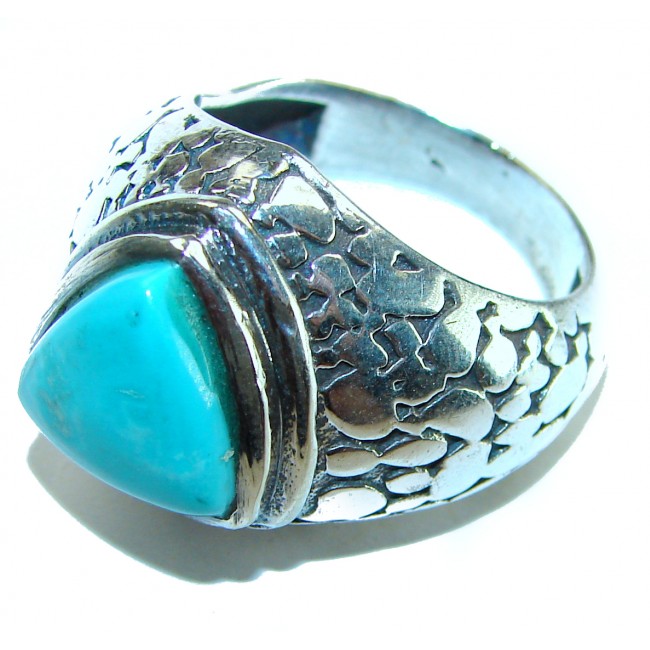 Genuine Blue Turquoise .925 Sterling Silver ring; s. 10 1/2