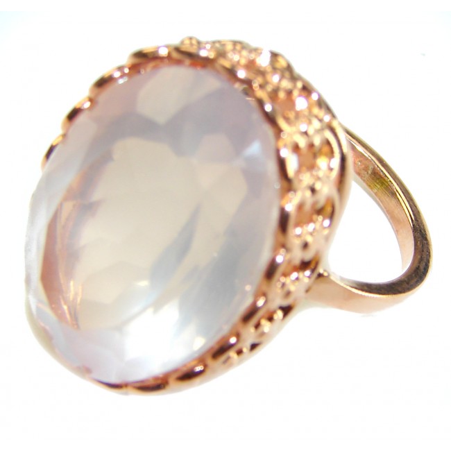 Oversized Authentic 34.5 carat Brazilian Rose Quartz 14k Gold over .925 Sterling Silver incredible Ring size 9 1/4