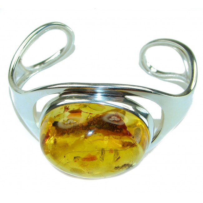 Classy Design Genuine AAAAA QUALITY Baltic Amber .925 Sterling Silver handamde Bracelet / Cuff