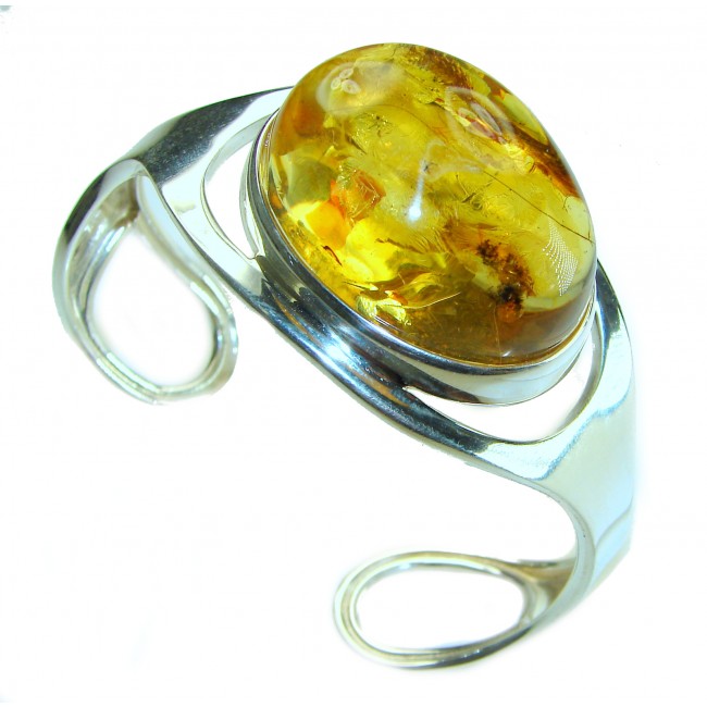 Classy Design Genuine AAAAA QUALITY Baltic Amber .925 Sterling Silver handamde Bracelet / Cuff