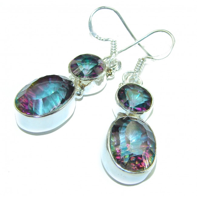 Mystical Eye Rainbow Magic Topaz .925 Sterling Silver earrings