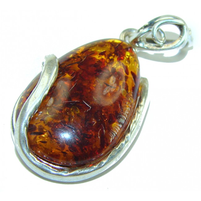 Honay Drop authentic Baltic Amber .925 Sterling Silver handmade Pendant