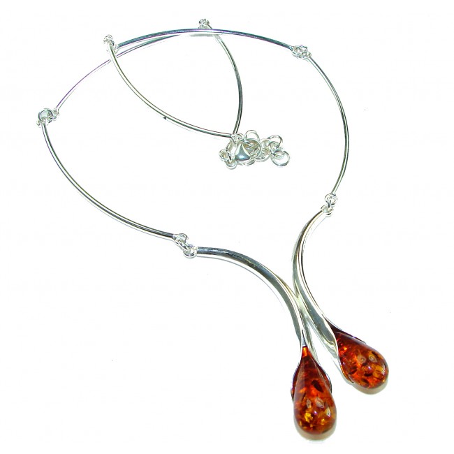 Elegant Natural Baltic Amber .925 Sterling Silver handcrafted necklace