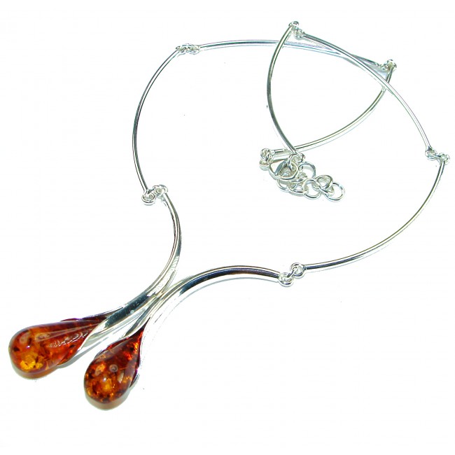 Elegant Natural Baltic Amber .925 Sterling Silver handcrafted necklace