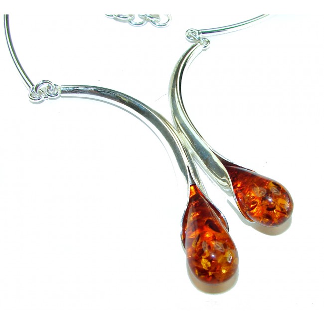 Elegant Natural Baltic Amber .925 Sterling Silver handcrafted necklace