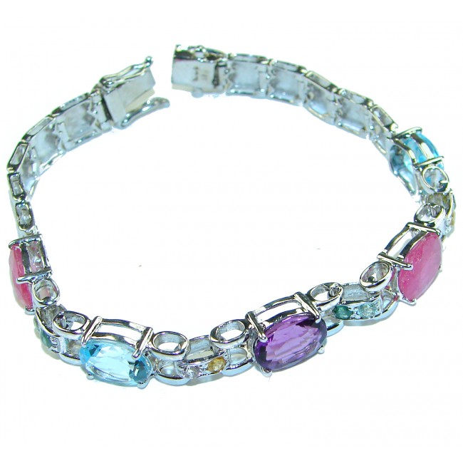 Gift of Nature Multistone .925 Sterling Silver handcrafted Bracelet