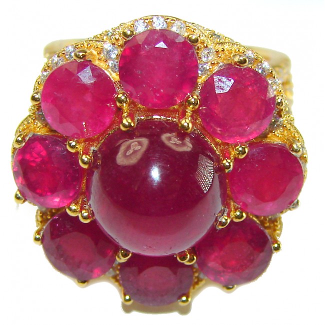 Isabella -Real Beauty of Nature- natural 24.5 carat Ruby White Sapphire .925 Sterling Silver handmade Statement Ring size 8