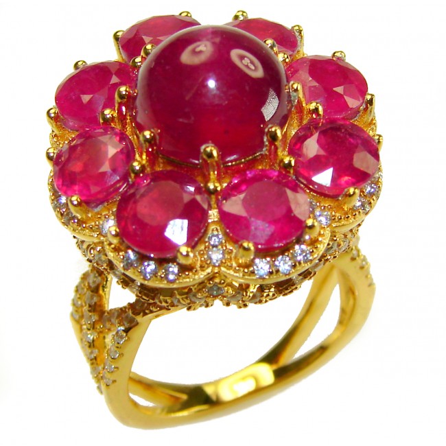 Isabella -Real Beauty of Nature- natural 24.5 carat Ruby White Sapphire .925 Sterling Silver handmade Statement Ring size 8