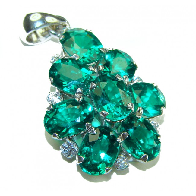 Brightest Star - Very Unique - 25.5 CARAT Chrome Diopside .925 Sterling Silver handcrafted Pendant