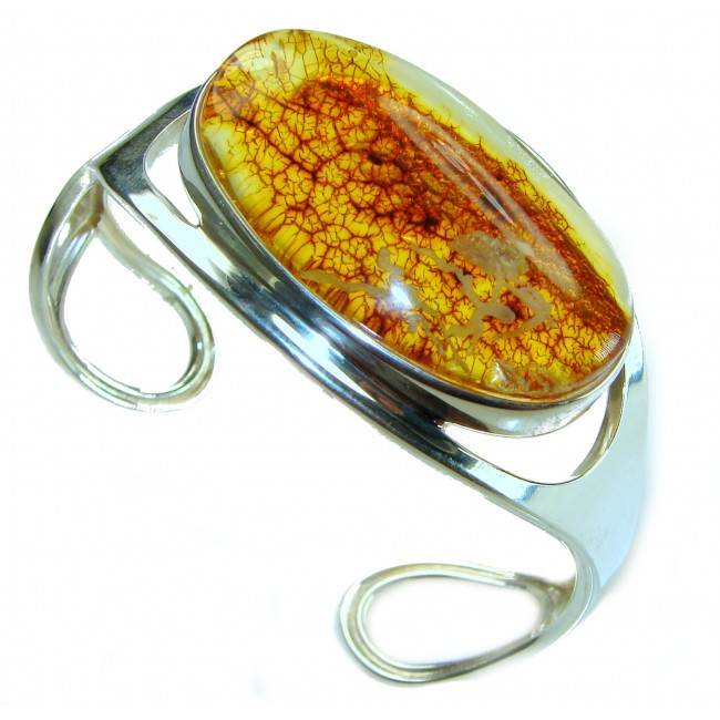 Classy Design Genuine AAAAA QUALITY Baltic Amber .925 Sterling Silver handamde Bracelet / Cuff