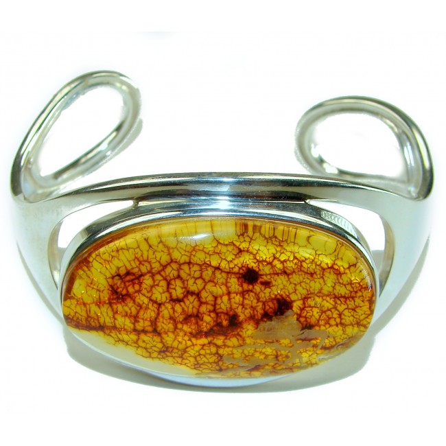 Classy Design Genuine AAAAA QUALITY Baltic Amber .925 Sterling Silver handamde Bracelet / Cuff