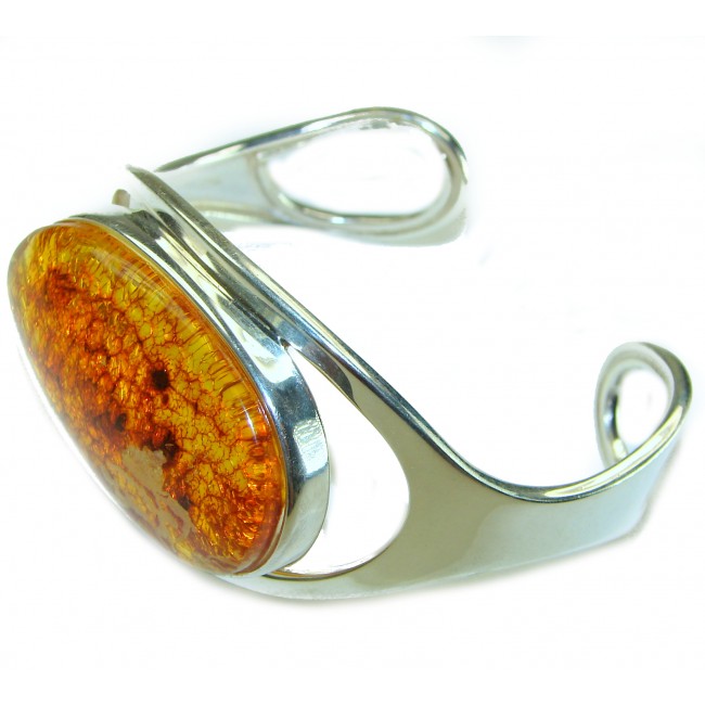 Classy Design Genuine AAAAA QUALITY Baltic Amber .925 Sterling Silver handamde Bracelet / Cuff