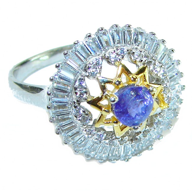 Incredible authentic 1.9 carat Tanzanite 14K Gold .925 Sterling Silver handmade Ring size 8