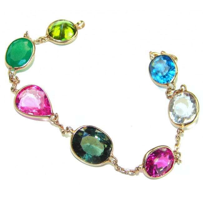 Tutti Frutti Mesmerizing Topaz 14K Gold over .925 Sterling Silver handmade Bracelet