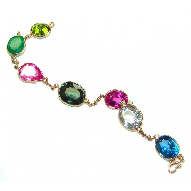 Tutti Frutti Mesmerizing Topaz 14K Gold over .925 Sterling Silver handmade Bracelet