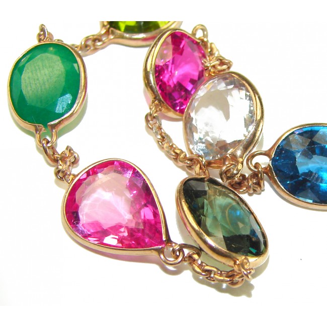 Tutti Frutti Mesmerizing Topaz 14K Gold over .925 Sterling Silver handmade Bracelet