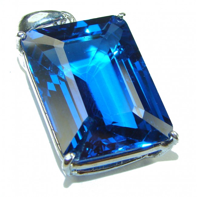 Enchanted Blue Sky 42.5 carat London Blue Topaz .925 Sterling Silver handmade Pendant