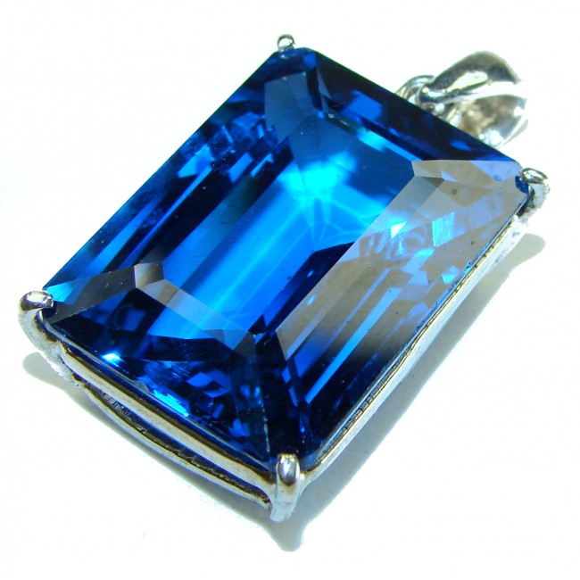 Enchanted Blue Sky 42.5 carat London Blue Topaz .925 Sterling Silver handmade Pendant