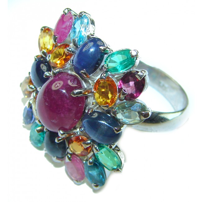 Isabella - Beauty of Nature natural 19.5 carat Ruby .925 Sterling Silver handmade Statement Ring size 8