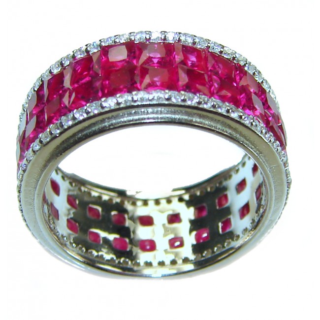 Born to Glam authentic Ruby .925 Silver handcrafted Eternity Ring s. 5 3/4