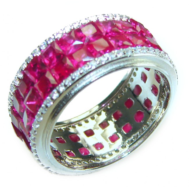 Born to Glam authentic Ruby .925 Silver handcrafted Eternity Ring s. 5 3/4