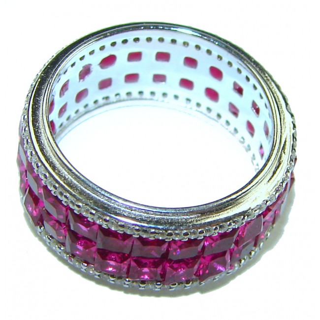 Born to Glam authentic Ruby .925 Silver handcrafted Eternity Ring s. 5 3/4