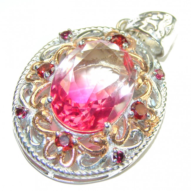 Beautiful Nature 14.2 Pink Tourmaline 14K Gold over .925 Sterling silver handcrafted pendant