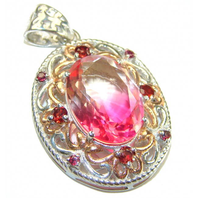 Beautiful Nature 14.2 Pink Tourmaline 14K Gold over .925 Sterling silver handcrafted pendant