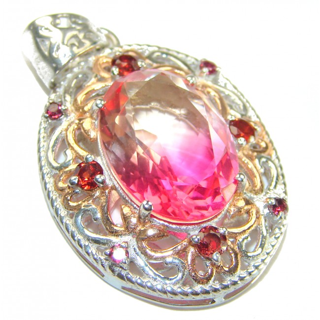 Beautiful Nature 14.2 Pink Tourmaline 14K Gold over .925 Sterling silver handcrafted pendant