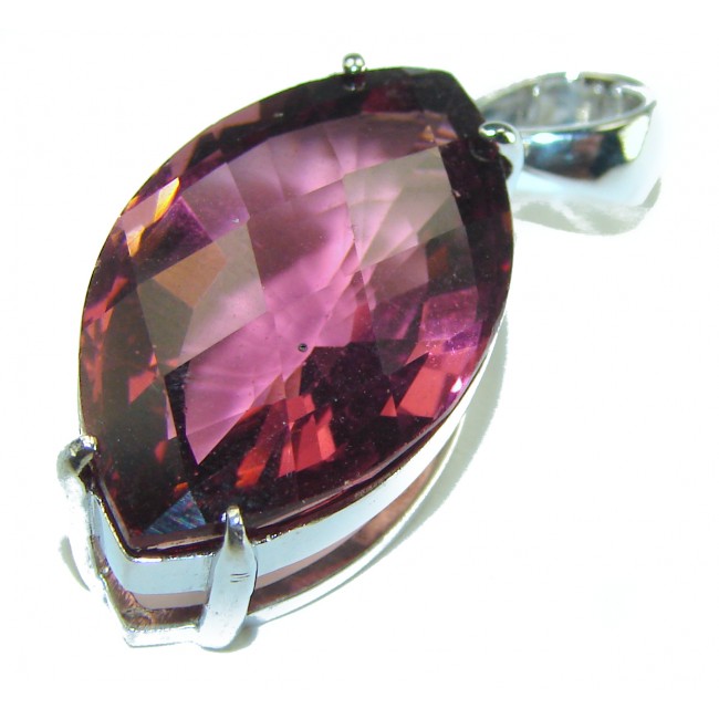 Purple Treasure Marquise cut 22.8 carat Amethyst .925 Sterling Silver handcrafted Pendant