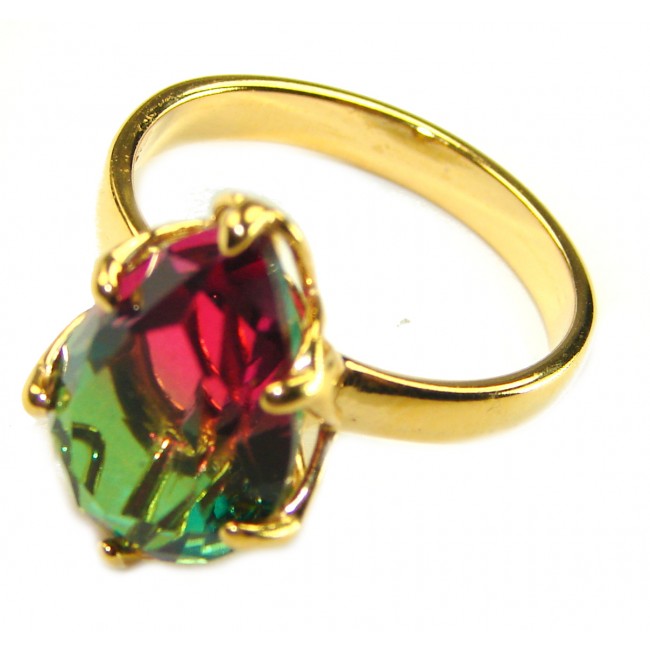 7.9 carat pear cut Brazilian Tourmaline 14K Gold over .925 Sterling Silver Perfectly handcrafted Ring s. 7 1/2