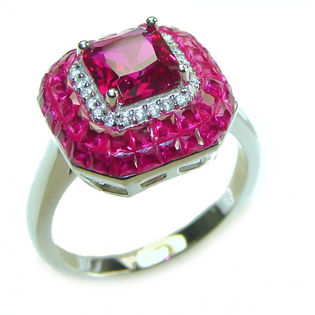 Esmeralda 3.8 carat Ruby .925 Sterling Silver handcrafted Ring size 7