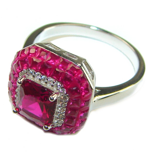 Esmeralda 3.8 carat Ruby .925 Sterling Silver handcrafted Ring size 7