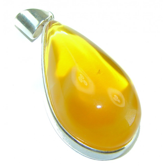 Large Honay Drop authentic Baltic Amber .925 Sterling Silver beautifully handcrafted Pendant