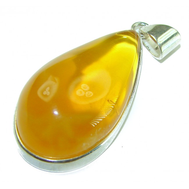 Large Honay Drop authentic Baltic Amber .925 Sterling Silver beautifully handcrafted Pendant