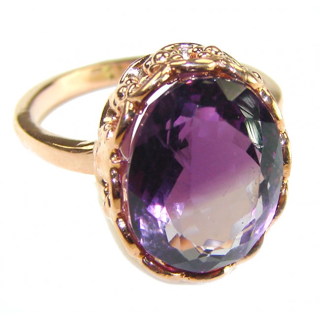 Dramatic design 8.8 carat Amethyst 14K Gold over .925 Sterling Silver Handcrafted Ring size 9 1/4