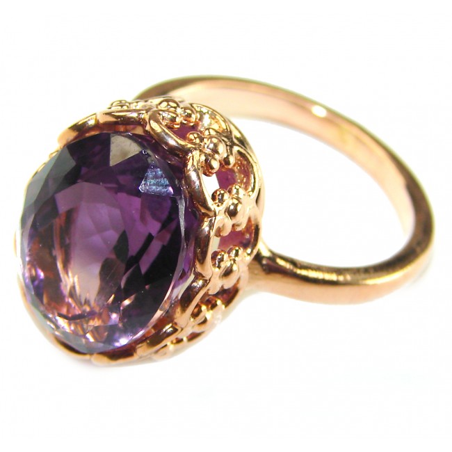 Dramatic design 8.8 carat Amethyst 14K Gold over .925 Sterling Silver Handcrafted Ring size 9 1/4