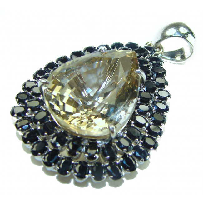 Luxury Timeless Jewels genuine 29.5 CARAT Lemon Topaz Sapphire .925 Sterling Silver handmade Pendant