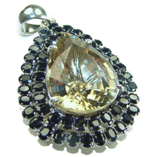 Luxury Timeless Jewels genuine 29.5 CARAT Lemon Topaz Sapphire .925 Sterling Silver handmade Pendant