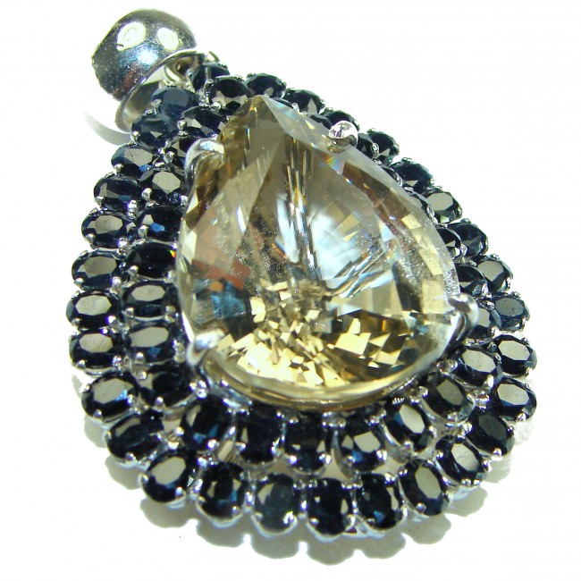 Luxury Timeless Jewels genuine 29.5 CARAT Lemon Topaz Sapphire .925 Sterling Silver handmade Pendant