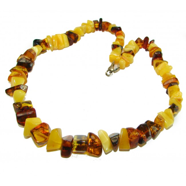 Dazzling vintage natural Baltic Amber butterscotch .925 Sterling Silver handcrafted Large necklace