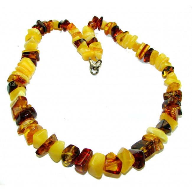 Dazzling vintage natural Baltic Amber butterscotch .925 Sterling Silver handcrafted Large necklace