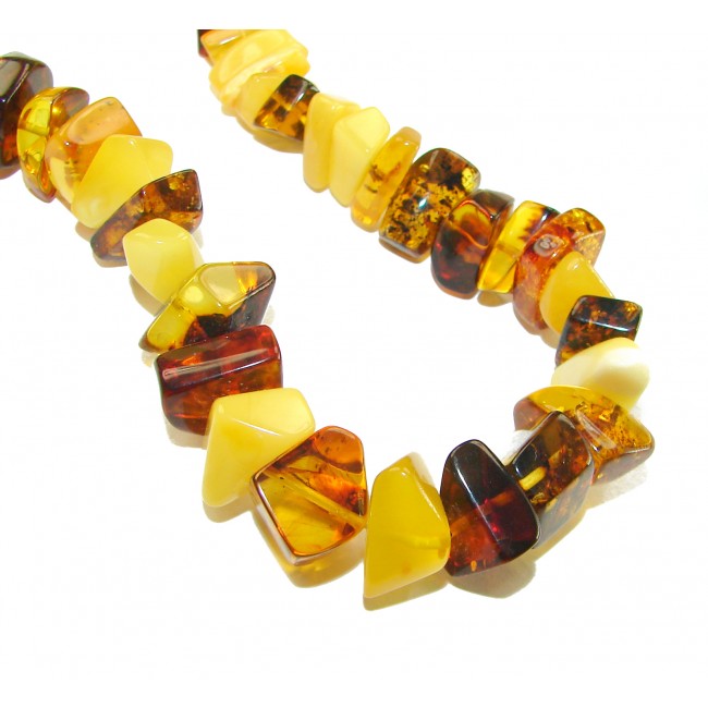 Dazzling vintage natural Baltic Amber butterscotch .925 Sterling Silver handcrafted Large necklace