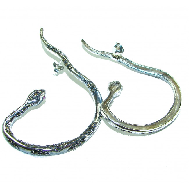 Large Snakes Ruby .925 Sterling Silver wrap Earrings