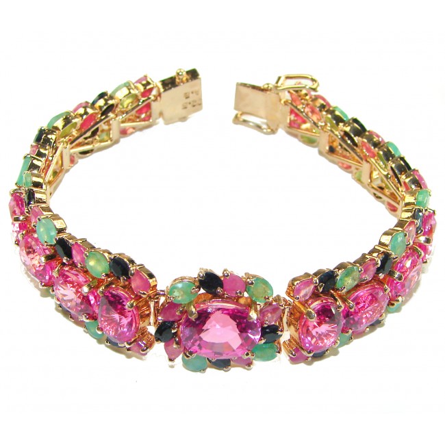 Julietta - Luxurious 120.4 carat Deep Fuchsia Pink Sapphire .925 Sterling Silver handcrafted Bracelet