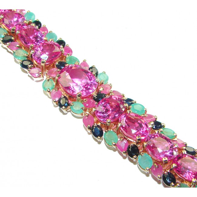 Julietta - Luxurious 120.4 carat Deep Fuchsia Pink Sapphire .925 Sterling Silver handcrafted Bracelet