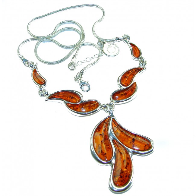 Dazzling Natural Baltic Amber .925 Sterling Silver handcrafted necklace