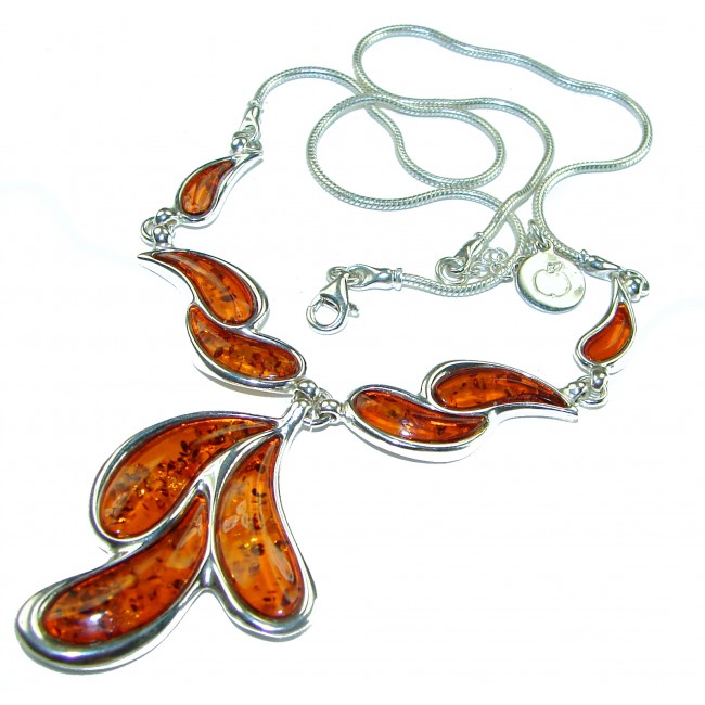 Dazzling Natural Baltic Amber .925 Sterling Silver handcrafted necklace