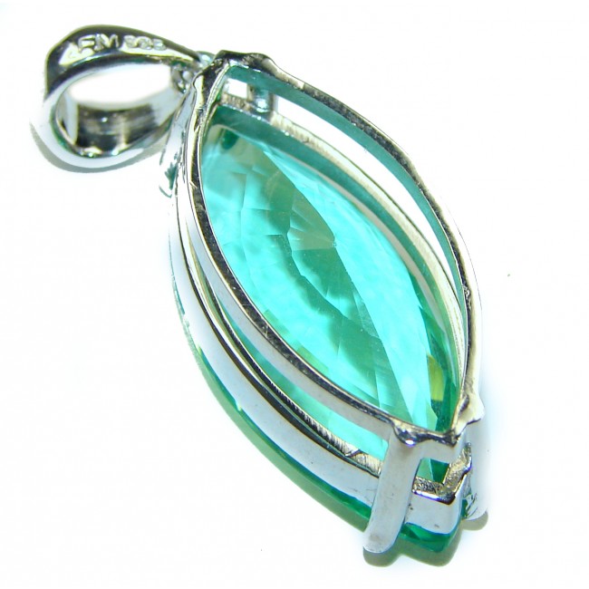 Eau Pure authentic 16.5 carat Aquamarine .925 Sterling Silver Handcrafted pendant